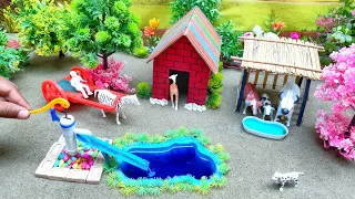 DIY mini Farm Diorama with house for Cow,Pig | mini Hand pump supply Water for cow @Tofarming07 #2