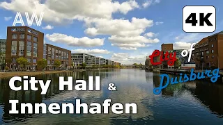 [4K] City Walking Tour Duisburg, Germany | City Hall, Innenhafen