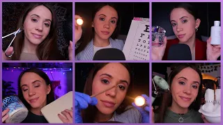 ASMR / 10 One Minute Roleplays (cranial nerve, makeup, measuring)