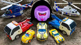 TRANSPORT AMBULANCE, ROBOT TOBOT , FIRE TRUCK, POLICE PLANE - Transformer Stopmotion MOVIE Car Toys