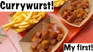 American eats 1st CURRYWURST!