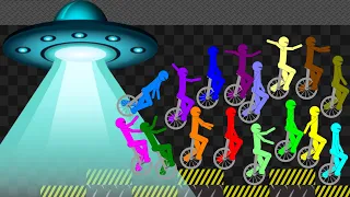 Escape From the UFO - Survival Stickman Unicycle Race