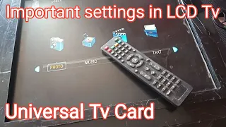 LCD LED Tv Important Settings | Universal Tv Card Settings | LCD LED TV