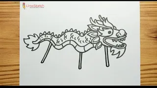 HOW TO DRAWING CHINESE DRAGON DANCE EASY