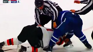 Max Domi Simon Nemec Fight (FULL CLIP) Devils vs Maple Leafs | NHL Highlights