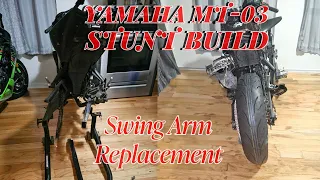 2020 Yamaha MT 03 Stunt Build (Ep.2) Swing Arm Replacement