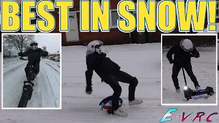 Ebike vs Escooter vs Esk8 vs Hoverboard vs EUC IN THE SNOW!