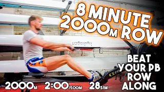 2000m Row in 8 Minutes Row Along | Real Time Tips