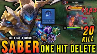 20 Kills!! Saber Full Damage + Dire Hit?! Insane One Hit Build - Build Top 1 Global Saber ~ MLBB