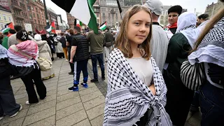 Greta Thunberg at pro-Palestinian protest in Eurovision city: 'young people leading the way'