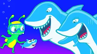 Groovy The Martian meets Baby shark - Sea patrol to the rescue: let's find daddy & mommy shark!