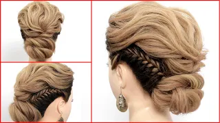 Easy Updo Hairstyles || Low Twisted Bun With Fishtail Braids For Long Hair || Hair Style Girl