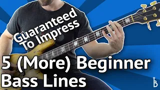 5 MORE Beginner Bass Lines - Guaranteed To Impress [With Tabs On Screen]