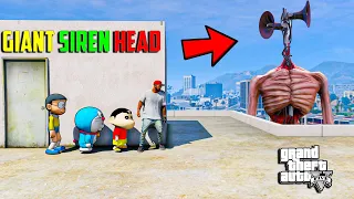 GTA 5 : GIANT SIREN HEAD Attack On Shinchan Franklin & Doraemon GTA 5 !