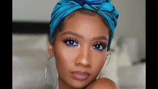 Natural Makeup Look W Pop Of Blue