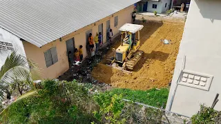 New project bulldozer push land in to Mud Near To House by team Dump truck