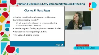 Portland Children's Levy Community Council Meeting May 29, 2024