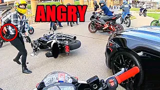 Mustang driver MESSED with the WRONG bikers - Epic Motorcycle Moments - Ep.193