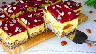 Easter cheesecake with poppy seeds and dried fruits. Easter baking, without making dough