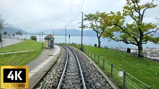 Cab Ride - Montbovon to Montruex, Switzerland | Train Driver View | Goldenpass MOB Railway | 4K HDR