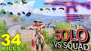 34 KILLS!!😱 I PLAYED with REAL JOKER SET & M416😈 I SOLO vs SQUADS PUBG Mobile