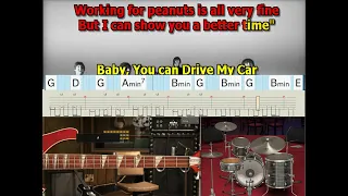 Drive my car Beatles original separated Paul John vocals all harmonies  drums lyrics chords tabs