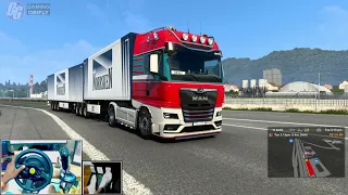 Reverse Parking MAN TG3 TGX v8 Double trailer - ETS2 | Thrustmaster T300RS