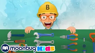 Learn about Tools With Blippi  | Trains for Children | Train Song | Moonbug for Kids