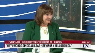 Patricia Bullrich, ministra de seguridad de la Nación: "Recibimos 3856 denuncias de aprietes"