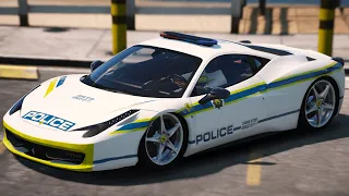 GTA 5 South Africa Police Mod FERRARI 458 SAPS CONCEPT LSPDFR GAMEPLAY PLAYING AS A COP MOD AIR BAGS