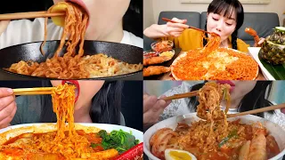 MUKBANGERS EATING SPICY CHEESY NOODLES |NOODLES EATING ASMR 🥵