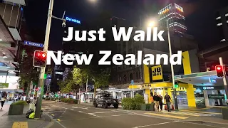 [4K] New Zealand, nighttime stroll through the streets of Auckland