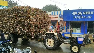 SWARAJ 744 FE TRACTOR WITH SUGARCANE LOADED TROLLEY