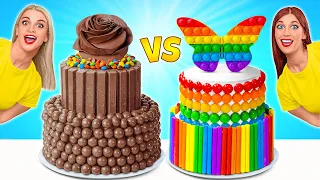 Rainbow vs Black and White Challenge for 24 Hours #2 by Multi DO Food Challenge