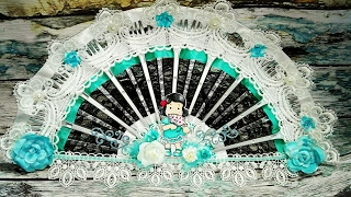 Decorated shabby chic victorian plastic fork fan _ #trashtotreasure CAC