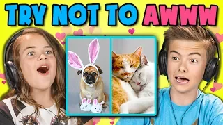 KIDS REACT TO TRY NOT TO AWWW CHALLENGE #2