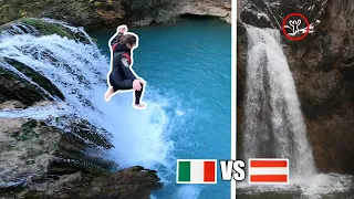 Max springt den großen Wasserfall // Hotspring-Tour in Italien