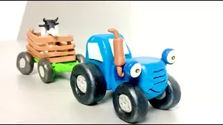 Лепим СИНИЙ ТРАКТОР , трактор Гоша из пластилина  Tractor in Plasticine