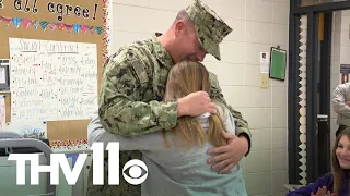 Sailor returns to surprise daughter at her school