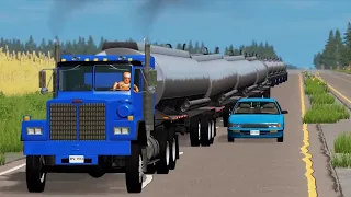 Giant Long Road Trains crashes #4 - Beamng drive Rafi