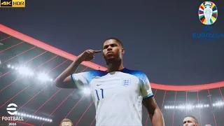 efootball 2024  - England Vs Netherlands Euro Final  PC [4k 60FPS ] Marcus Rashford Ft Memphis Depay