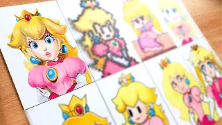 Drawing PRINCESS PEACH in Different Styles | SUPER MARIO BROS.