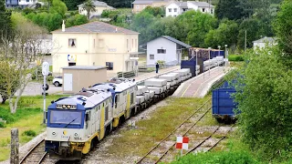 Trenes Feve Renfe mercancías Xove Pravia aluminio y madera Linea Ferrol - Xixón.2019 4K Narrow gauge