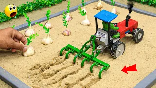 Diy mini tractor making agriculture cultivator for garlic farming | plough machine