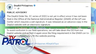 Dept.order No.37 kailangan munang i-file sa ONAR bago ipatupad ayon sa DepEd | TV Patrol