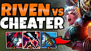 RIVEN MAINS... HOW TO BEAT AN ACTUAL CHEATER! (RIVEN VS SCRIPTER) - S12 Riven MID Gameplay Guide