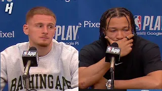 Jalen Brunson & Donte DiVincenzo talk Game 2 Win vs Pacers, Postgame Interview 🎤