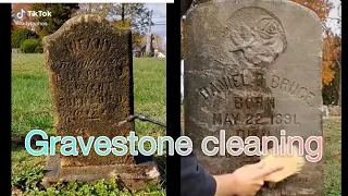 : satisfying gravestone cleaning taphophile cleaning in graveyard 🪦 ladytaphos