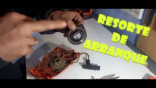 Cómo reparar el arranque de una motosierra- le cambiamos el resorte de arranque -paso a paso.