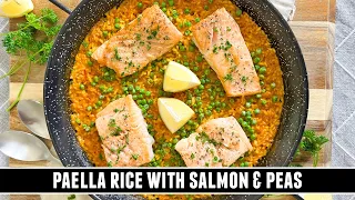 Spanish Paella Rice with Salmon & Peas | EASY 30 Minute One-Pan Recipe